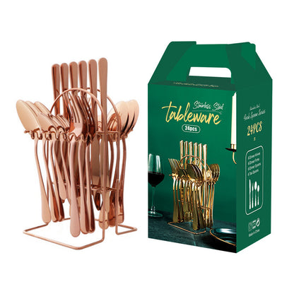 Chroma Luxe - Set Posate 24 Pezzi in Acciaio e Smalto