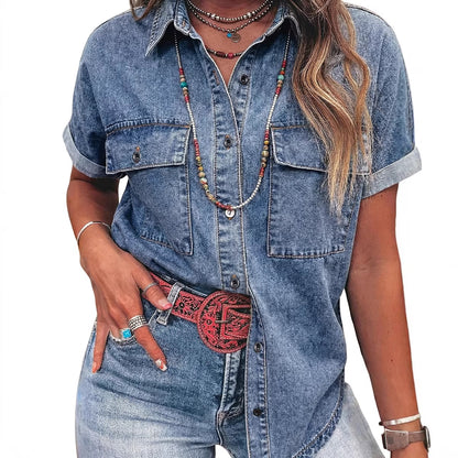 Camicia Jeans Multi-Bottoni (S-XL)