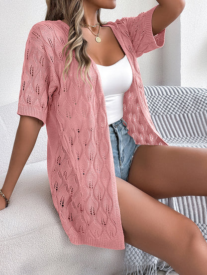 Cardigan Traforato Motivo Foglia (S-XL)