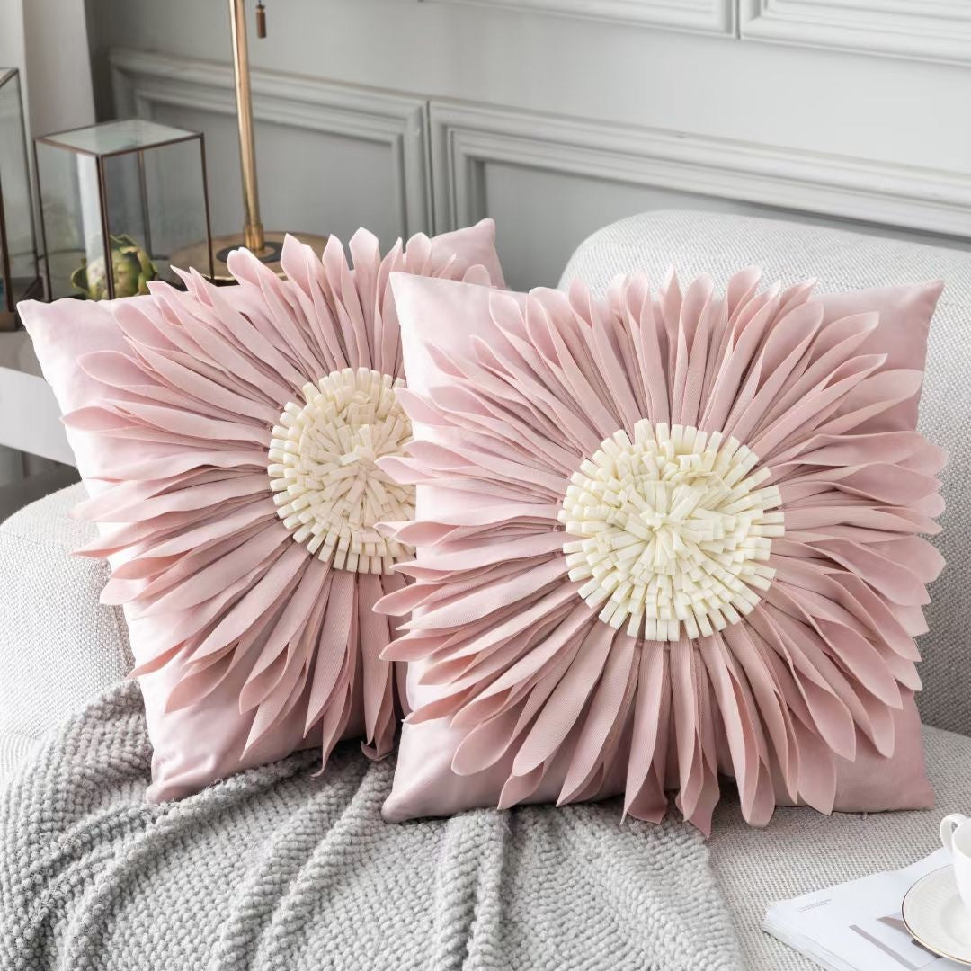 3D Chrysanthemum Velvet – Cuscino in Velluto con Cuciture a Fiore 3D