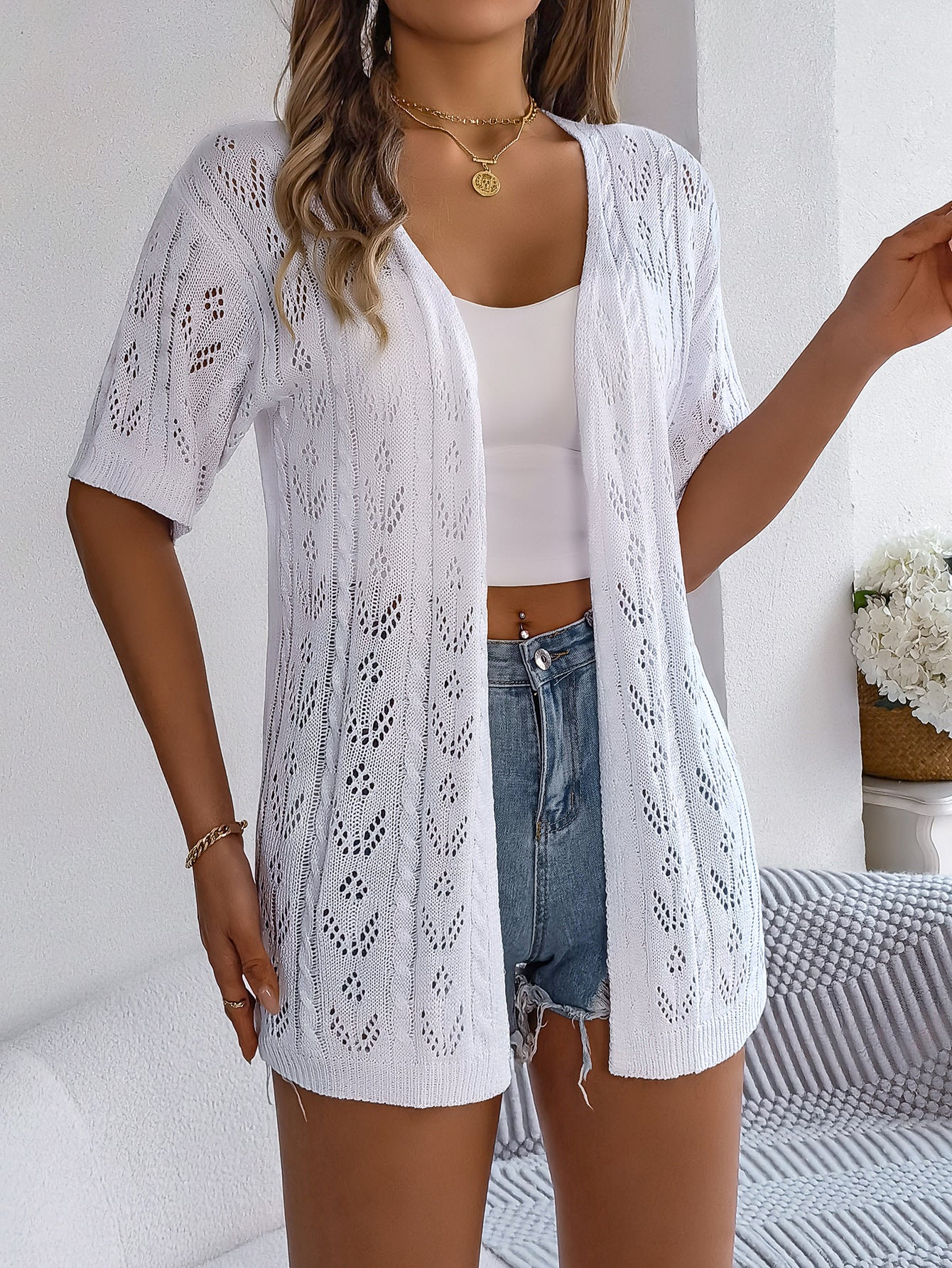 Cardigan Maglia Maniche Corte (S-XL)