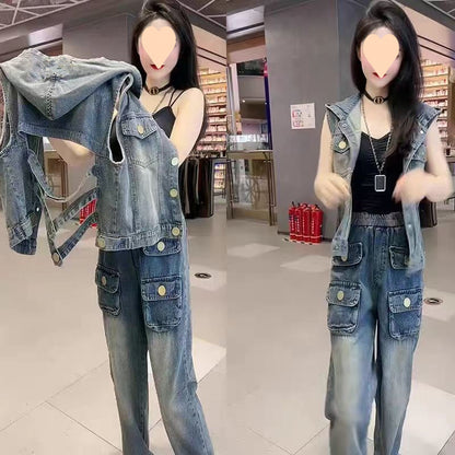 Gilet Jeans Minimalista Backless (M-4XL)