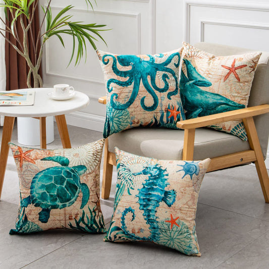Ocean Turtle Print – Federa Decorativa con Stampa Tartaruga Marina