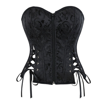 Top Corsetto Nero con Cinturino e Cerniera (XS-2XL)
