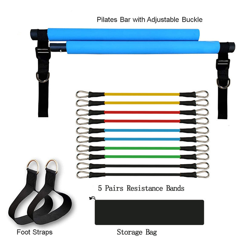 Pilates Stick – Barra Portatile con Elastici per Bodybuilding e Pilates