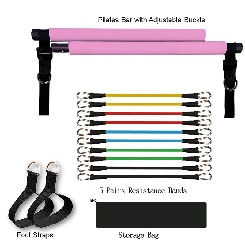 Pilates Stick – Barra Portatile con Elastici per Bodybuilding e Pilates