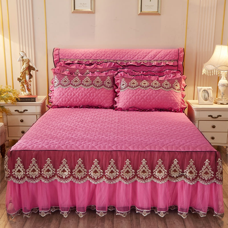 Gonna Letto Elegante con Bordi in Pizzo