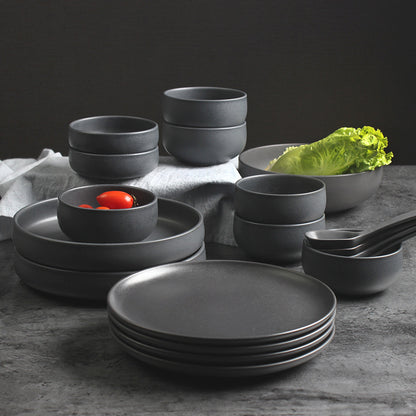 Set Ceramica Nordica: Piatti Bistecca e Ciotole Riso