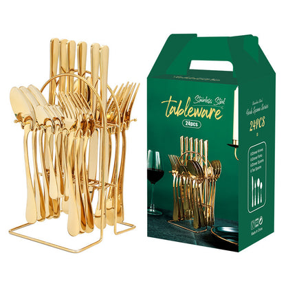 Chroma Luxe - Set Posate 24 Pezzi in Acciaio e Smalto