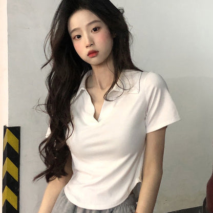 Top Scollo a Revers (Stile Polo) (S-XL)